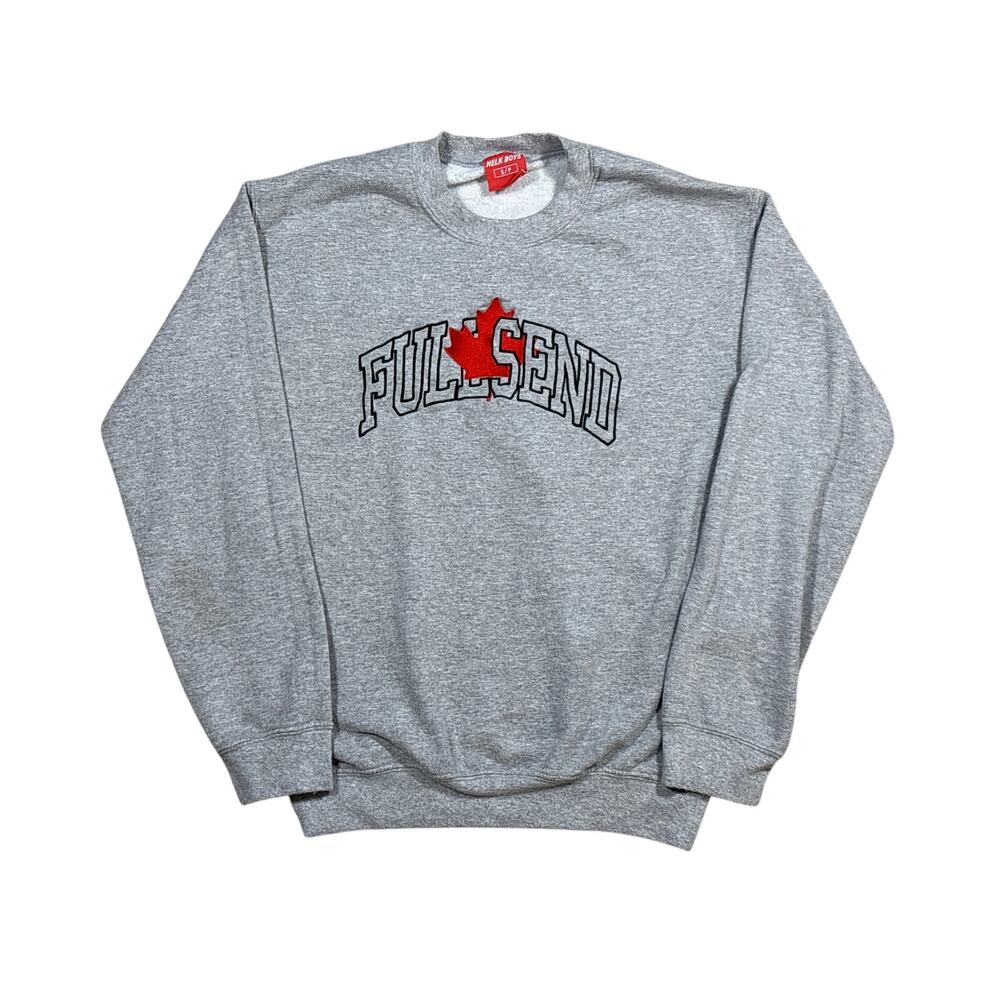 Nelk Boys Full Send Canada Maple Leaf Crewneck Sweatshirt Gray Men’s Size S